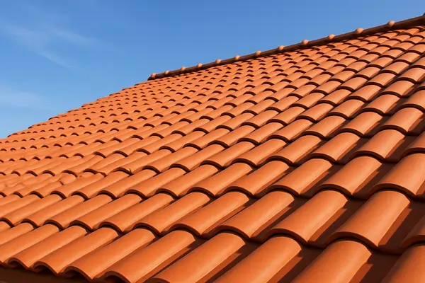 Toiture neuve avec tuiles uniformes et propres