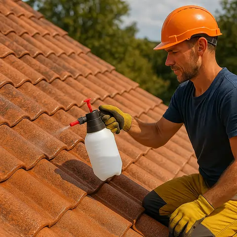 Application d'hydrofuge incolore sur tuiles