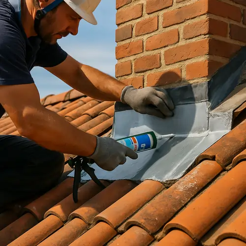 Pose de bavettes aluminium et réparation de solin avec mastic polyuréthane
